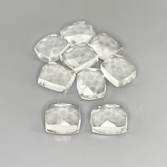 48.15 Cts. White Topaz 11x9mm Rose Cut Cushion Shape AAA Grade Cabochons Parcel - Total 9 Pcs.