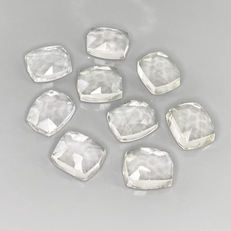 48.15 Cts. White Topaz 11x9mm Rose Cut Cushion Shape AAA Grade Cabochons Parcel - Total 9 Pcs.