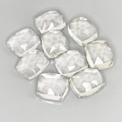 48.15 Cts. White Topaz 11x9mm Rose Cut Cushion Shape AAA Grade Cabochons Parcel - Total 9 Pcs.
