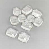 57.85 Cts. White Topaz 11x9mm Rose Cut Cushion Shape AAA Grade Cabochons Parcel - Total 10 Pcs.