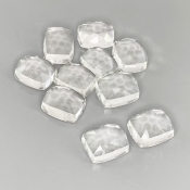57.85 Cts. White Topaz 11x9mm Rose Cut Cushion Shape AAA Grade Cabochons Parcel - Total 10 Pcs.