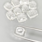 57.85 Cts. White Topaz 11x9mm Rose Cut Cushion Shape AAA Grade Cabochons Parcel - Total 10 Pcs.