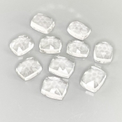57.85 Cts. White Topaz 11x9mm Rose Cut Cushion Shape AAA Grade Cabochons Parcel - Total 10 Pcs.