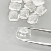 54 Cts. White Topaz 11x9mm Rose Cut Cushion Shape AAA Grade Cabochons Parcel - Total 10 Pcs.