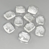 54 Cts. White Topaz 11x9mm Rose Cut Cushion Shape AAA Grade Cabochons Parcel - Total 10 Pcs.