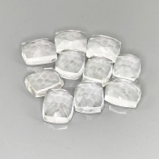 54 Cts. White Topaz 11x9mm Rose Cut Cushion Shape AAA Grade Cabochons Parcel - Total 10 Pcs.