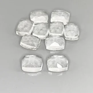 54 Cts. White Topaz 11x9mm Rose Cut Cushion Shape AAA Grade Cabochons Parcel - Total 10 Pcs.