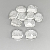 54 Cts. White Topaz 11x9mm Rose Cut Cushion Shape AAA Grade Cabochons Parcel - Total 10 Pcs.