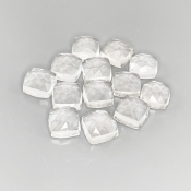 60.20 Cts. White Topaz 9mm Rose Cut Square Cushion Shape AAA Grade Cabochons Parcel - Total 13 Pcs.