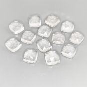60.20 Cts. White Topaz 9mm Rose Cut Square Cushion Shape AAA Grade Cabochons Parcel - Total 13 Pcs.