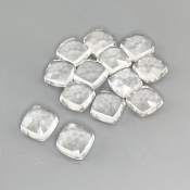 60.20 Cts. White Topaz 9mm Rose Cut Square Cushion Shape AAA Grade Cabochons Parcel - Total 13 Pcs.