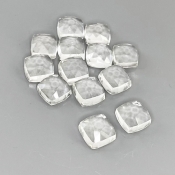 60.20 Cts. White Topaz 9mm Rose Cut Square Cushion Shape AAA Grade Cabochons Parcel - Total 13 Pcs.