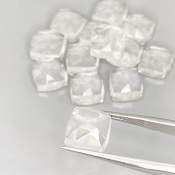 60.20 Cts. White Topaz 9mm Rose Cut Square Cushion Shape AAA Grade Cabochons Parcel - Total 13 Pcs.