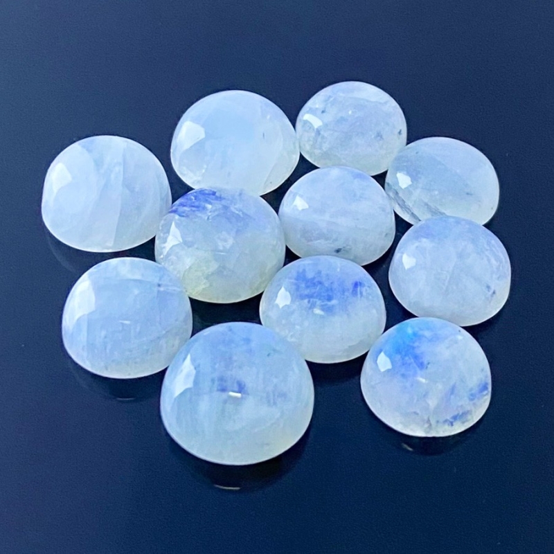 129.1 Carat Rainbow Moonstone 14-16mm Smooth Round Shape A Grade Cabochons Parcel - Total 11 Pcs.
