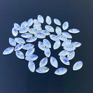 87.60 Carat Rainbow Moonstone 12x6mm Smooth Marquise Shape A+ Grade Cabochons Parcel - Total 46 Pcs.