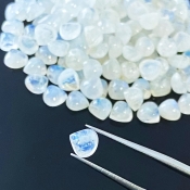 106 Carat Rainbow Moonstone 6mm Smooth Heart Shape A Grade Cabochons Parcel - Total 130 Pcs.