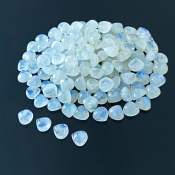 106 Carat Rainbow Moonstone 6mm Smooth Heart Shape A Grade Cabochons Parcel - Total 130 Pcs.