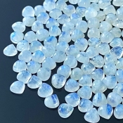 106 Carat Rainbow Moonstone 6mm Smooth Heart Shape A Grade Cabochons Parcel - Total 130 Pcs.