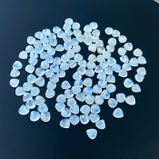 106 Carat Rainbow Moonstone 6mm Smooth Heart Shape A Grade Cabochons Parcel - Total 130 Pcs.
