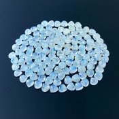 106 Carat Rainbow Moonstone 6mm Smooth Heart Shape A Grade Cabochons Parcel - Total 130 Pcs.