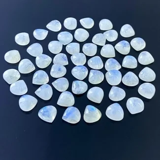 120.55 Carat Rainbow Moonstone 9mm Smooth Heart Shape A Grade Cabochons Parcel - Total 49 Pcs.