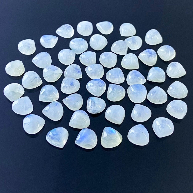 120.55 Carat Rainbow Moonstone 9mm Smooth Heart Shape A Grade Cabochons Parcel - Total 49 Pcs.