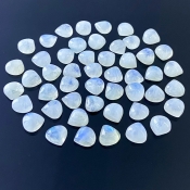 120.55 Carat Rainbow Moonstone 9mm Smooth Heart Shape A Grade Cabochons Parcel - Total 49 Pcs.