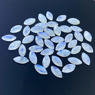 Rainbow Moonstone Smooth Marquise Shape A Grade Cabochon Parcel - 14x7mm - 41 Pc. - 129.95 Carat