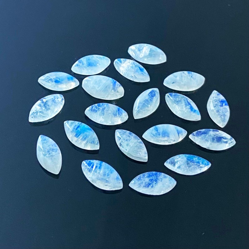 53 Carat Rainbow Moonstone 14x7mm Smooth Marquise Shape A+ Grade Cabochons Parcel - Total 19 Pcs.