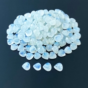 106 Carat Rainbow Moonstone 6mm Smooth Heart Shape A Grade Cabochons Parcel - Total 130 Pcs.