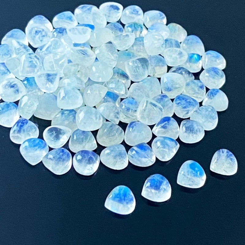 74.45 Carat Rainbow Moonstone 6mm Smooth Heart Shape A+ Grade Cabochons Parcel - Total 95 Pcs.