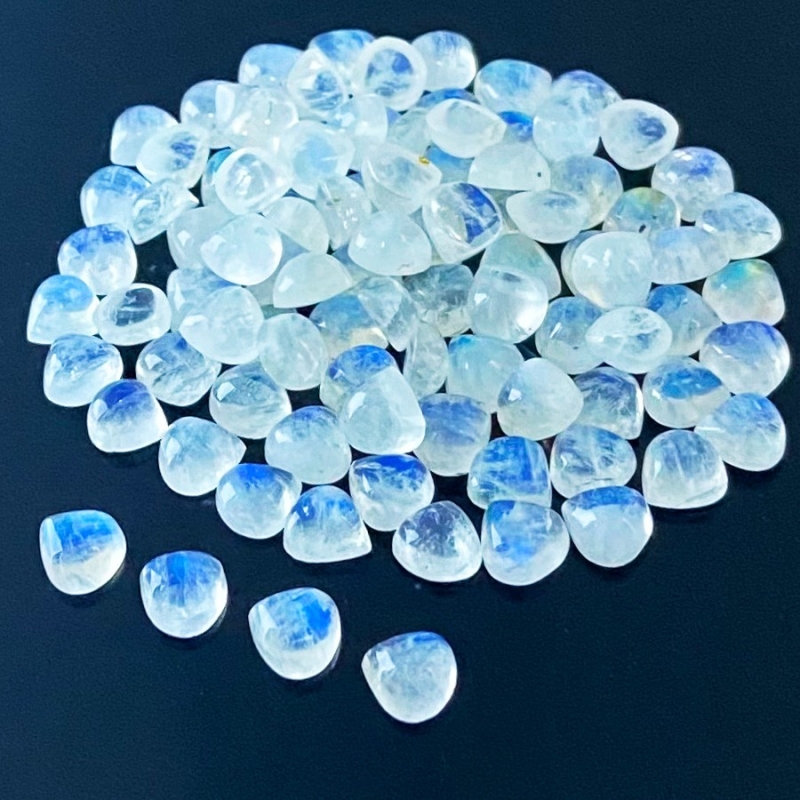 74.45 Carat Rainbow Moonstone 6mm Smooth Heart Shape A+ Grade Cabochons Parcel - Total 95 Pcs.