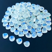 74.45 Carat Rainbow Moonstone 6mm Smooth Heart Shape A+ Grade Cabochons Parcel - Total 95 Pcs.