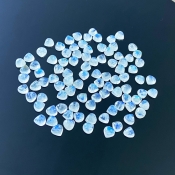 74.45 Carat Rainbow Moonstone 6mm Smooth Heart Shape A+ Grade Cabochons Parcel - Total 95 Pcs.