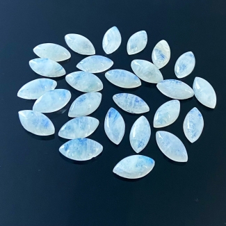 121.90 Carat Rainbow Moonstone 16x8mm Smooth Marquise Shape A Grade Cabochons Parcel - Total 26 Pcs.