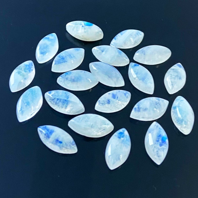 90 Carat Rainbow Moonstone 16x8mm Smooth Marquise Shape A+ Grade Cabochons Parcel - Total 20 Pcs.
