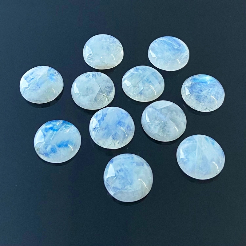 162.60 Carat Rainbow Moonstone 17mm Smooth Round Shape A Grade Cabochons Parcel - Total 11 Pcs.
