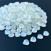 162.20 Carat Rainbow Moonstone 7mm Smooth Heart Shape A Grade Cabochons Parcel - Total 132 Pcs.