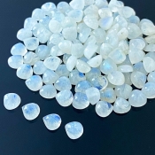 162.20 Carat Rainbow Moonstone 7mm Smooth Heart Shape A Grade Cabochons Parcel - Total 132 Pcs.