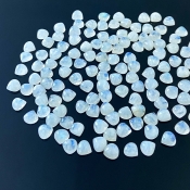 162.20 Carat Rainbow Moonstone 7mm Smooth Heart Shape A Grade Cabochons Parcel - Total 132 Pcs.