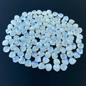 162.20 Carat Rainbow Moonstone 7mm Smooth Heart Shape A Grade Cabochons Parcel - Total 132 Pcs.