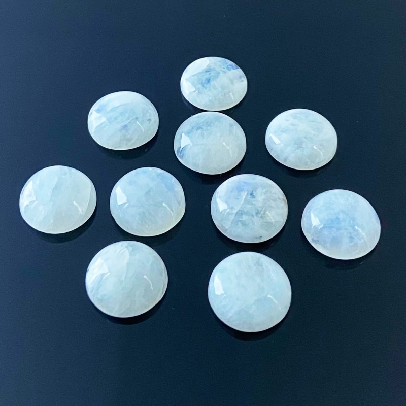 130.90 Carat Rainbow Moonstone 16mm Smooth Round Shape A Grade Cabochons Parcel - Total 10 Pcs.