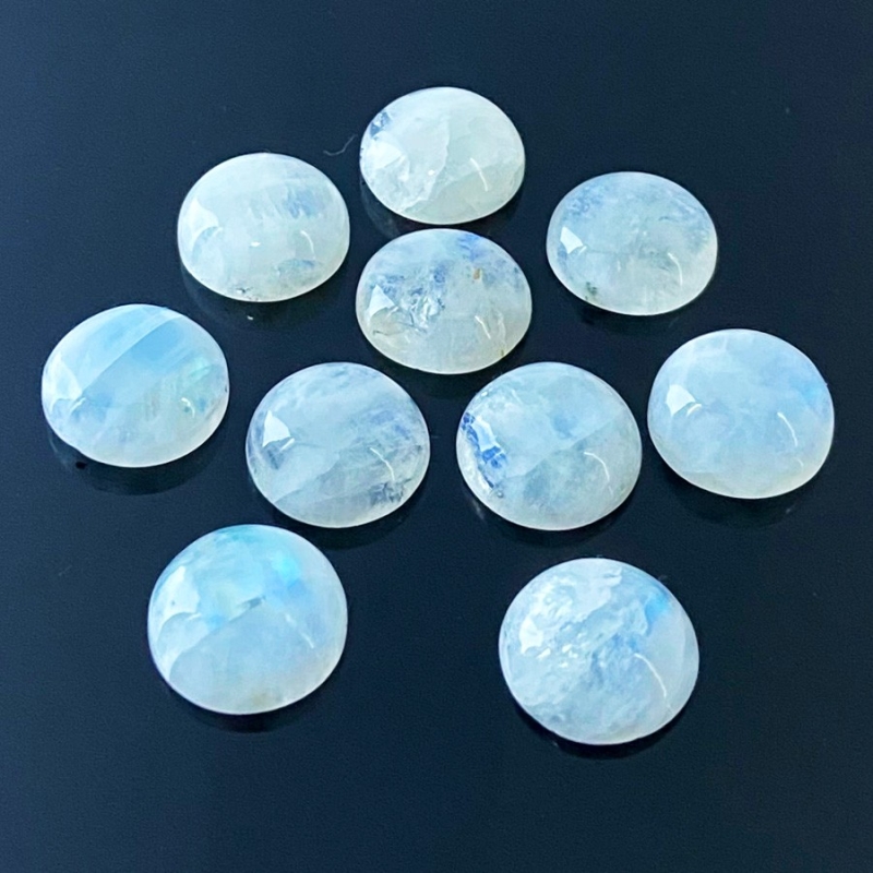 133.60 Carat Rainbow Moonstone 16mm Smooth Round Shape A Grade Cabochons Parcel - Total 10 Pcs.
