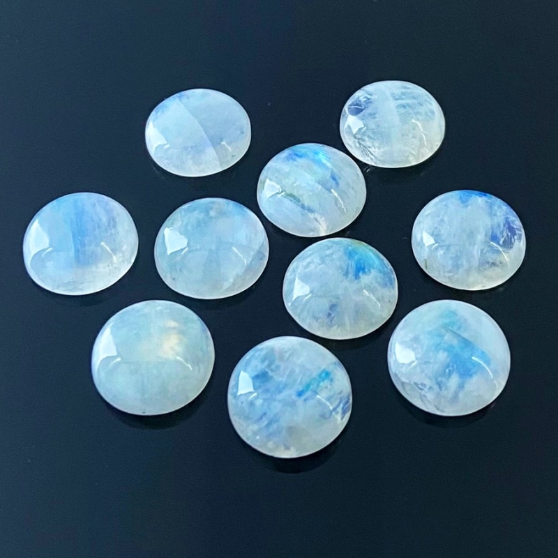131.10 Carat Rainbow Moonstone 16mm Smooth Round Shape A Grade Cabochons Parcel - Total 10 Pcs.