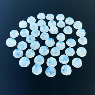 130 Carat Rainbow Moonstone 9mm Smooth Round Shape A Grade Cabochons Parcel - Total 42 Pcs.