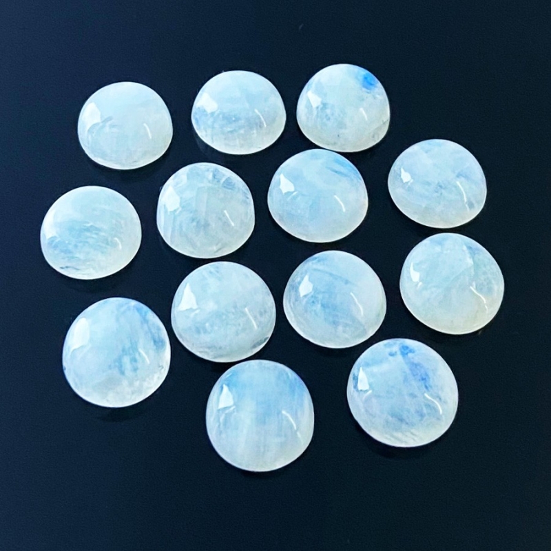 112.50 Carat Rainbow Moonstone 13mm Smooth Round Shape A Grade Cabochons Parcel - Total 13 Pcs.