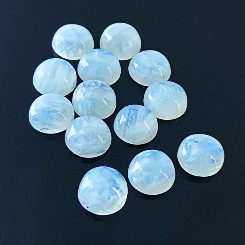 112.50 Carat Rainbow Moonstone 13mm Smooth Round Shape A Grade Cabochons Parcel - Total 13 Pcs.