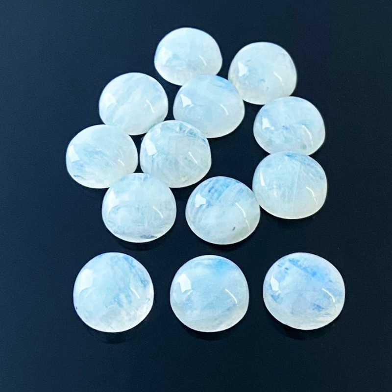 112.50 Carat Rainbow Moonstone 13mm Smooth Round Shape A Grade Cabochons Parcel - Total 13 Pcs.