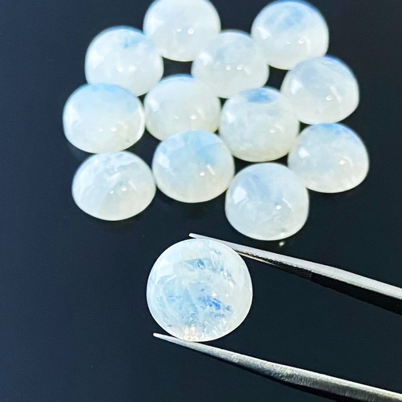113.30 Carat Rainbow Moonstone 13mm Smooth Round Shape A Grade Cabochons Parcel - Total 13 Pcs.