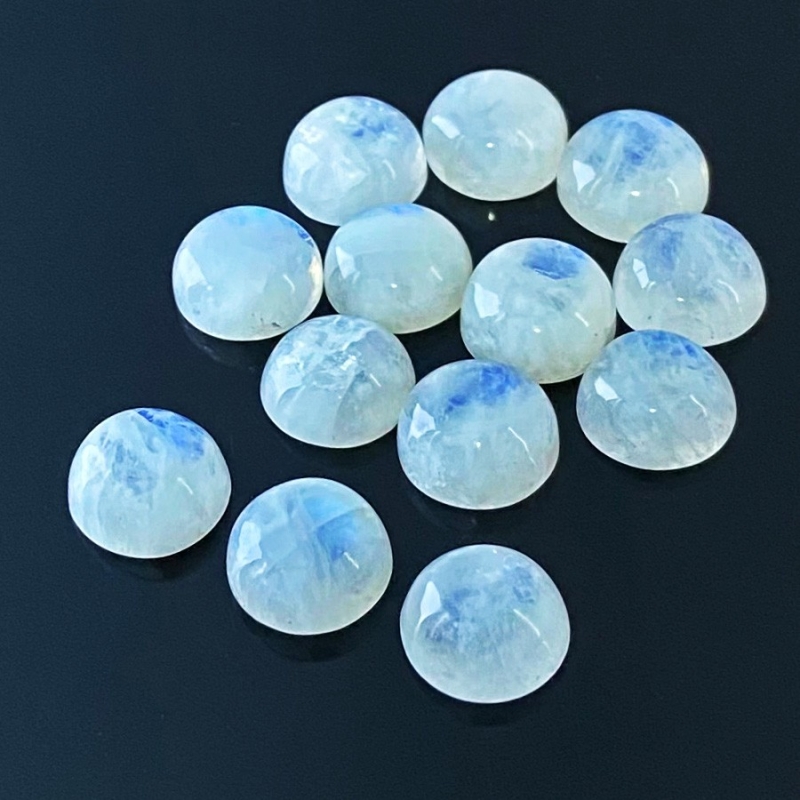 113.30 Carat Rainbow Moonstone 13mm Smooth Round Shape A Grade Cabochons Parcel - Total 13 Pcs.
